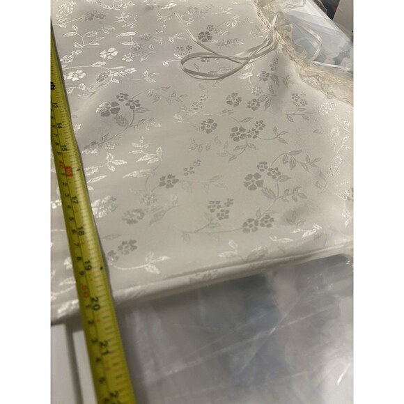 Vtg 80s Nightgown Dress White Satin Floral Lace Bridal Prairie Cottagecore SZ L - Picture 5 of 16